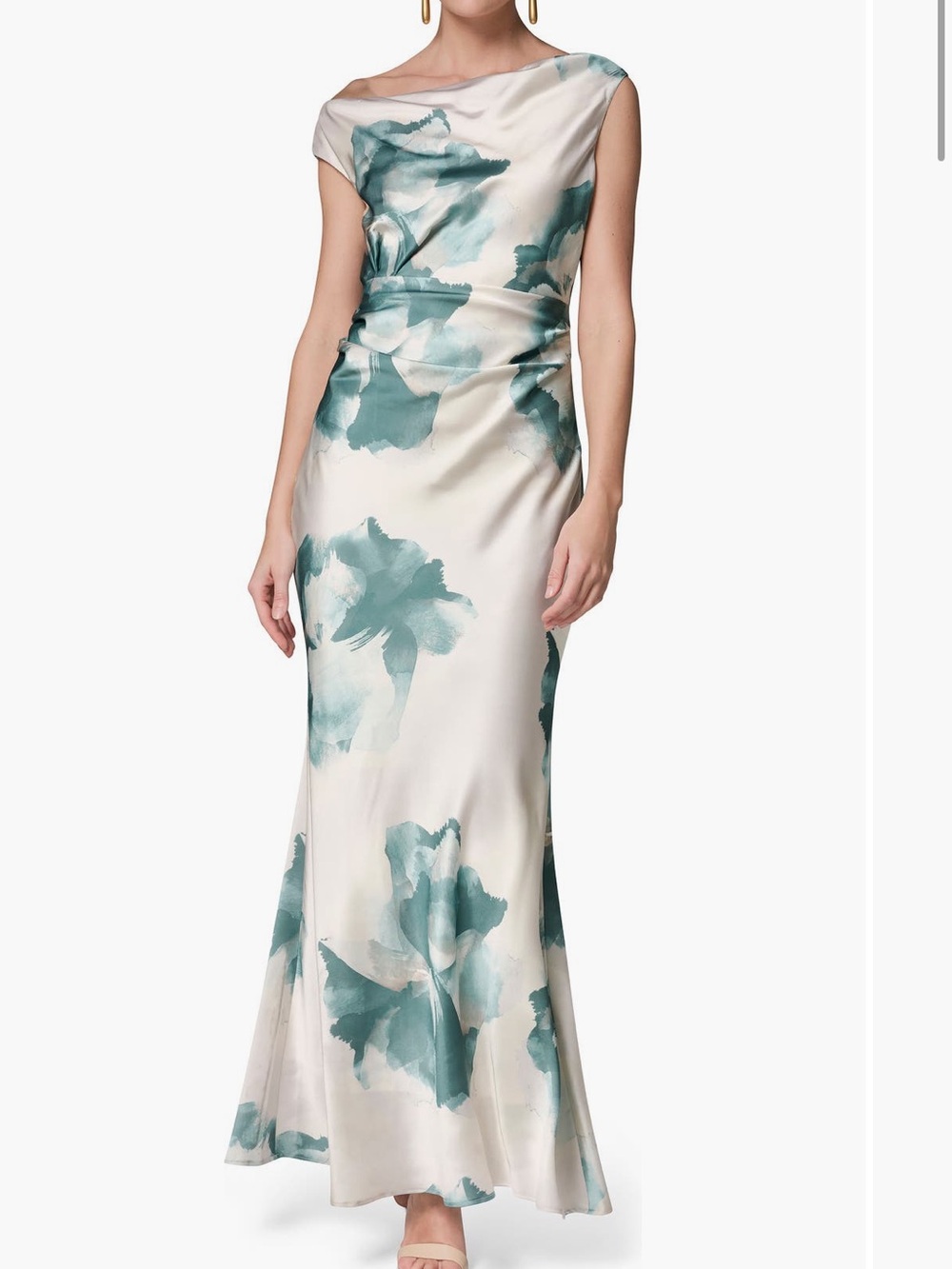 Donna Karan New York Water Lily Floral One-Shoulder Mermaid Gown Dress Size 8